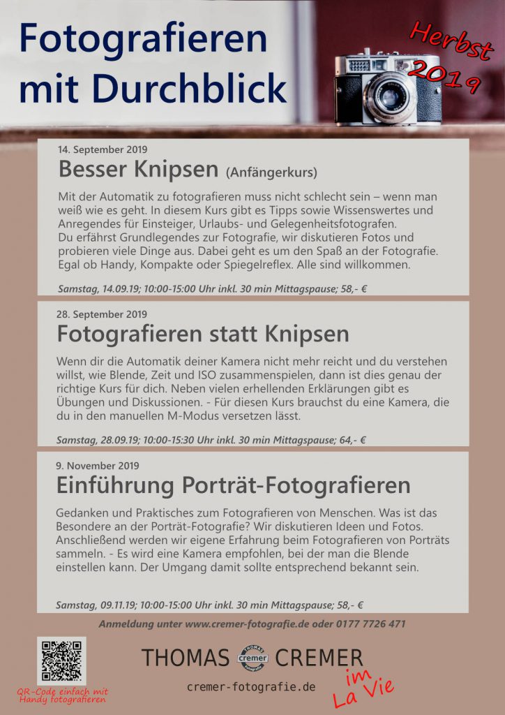 Plakat zum Kursprogramm Herbst 2019